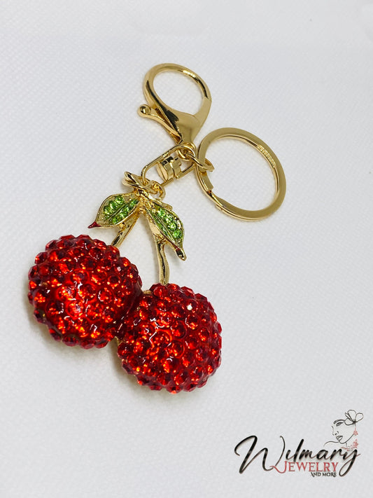 Red diamond cherry keychain
